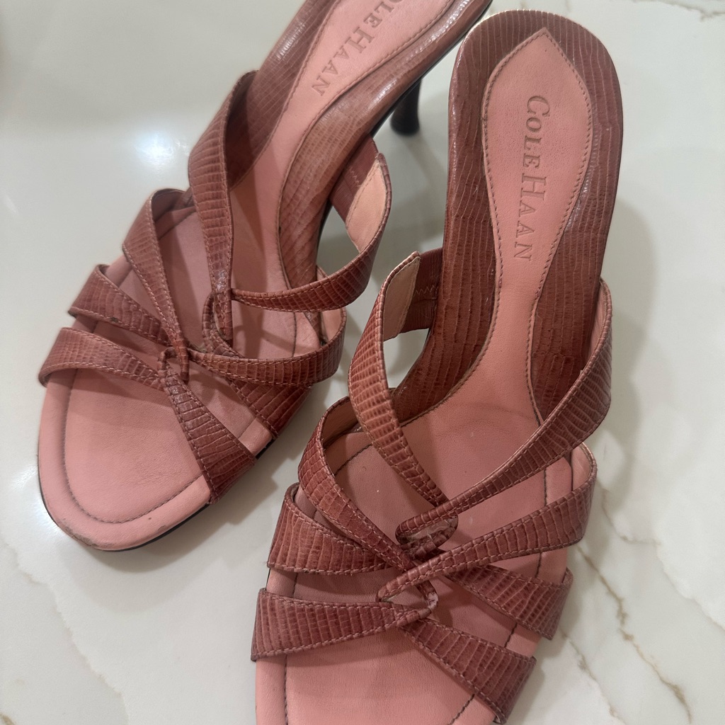 Cole Haan Rose Pink Textured Strappy Slingback Sandals